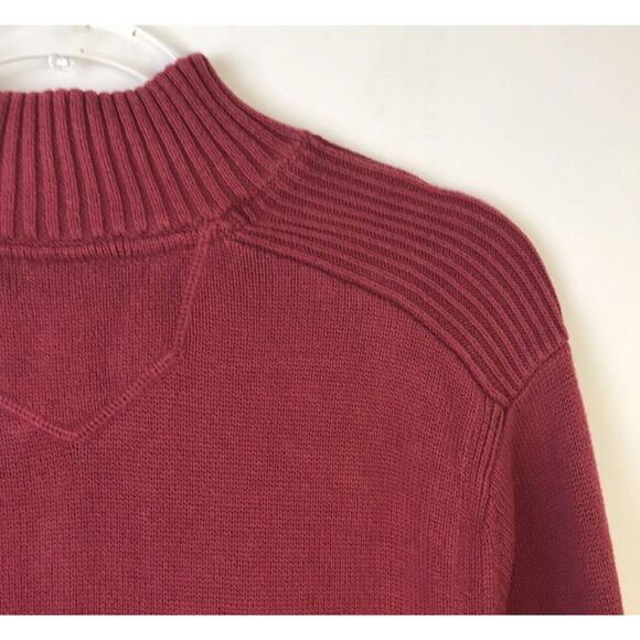 Eddie Bauer Quarter Zip Pullover Sweater Men's Medium Burgundy 100% Cotton - Picture 4 of 8